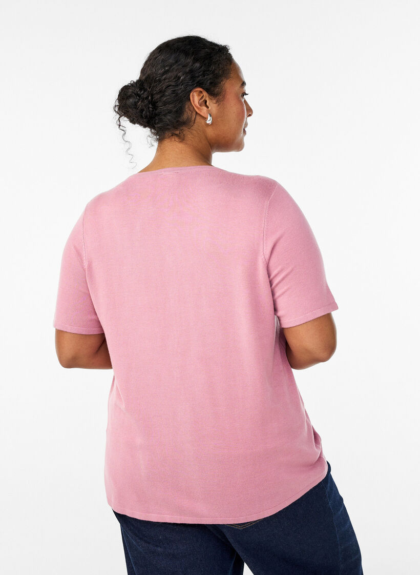 Kortermet strikket cardigan i viskose, Rosa, Model image number 2