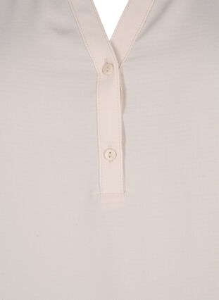 Langermet bluse med V-hals, Warm Off-white, Packshot image number 2