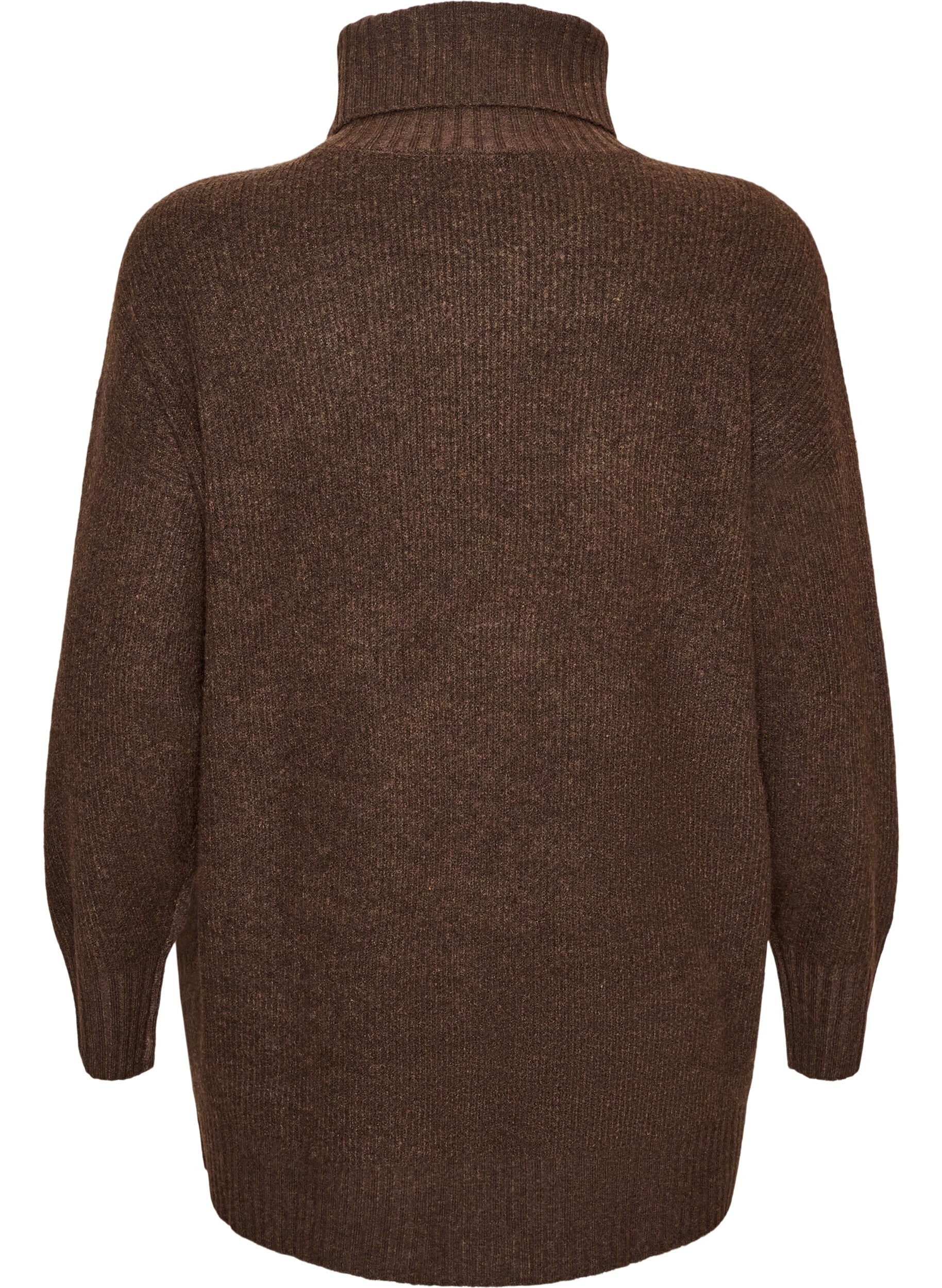 ZizziL&oslash;s strikket genser med rullekrage, Brun, Packshot image number 1
