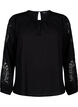 Bluse med lange ermer og heklede detaljer, Black, Packshot image number 0