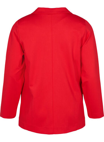 Enkel blazer med knapp og pyntelommer, Flame Scarlet, Packshot image number 1