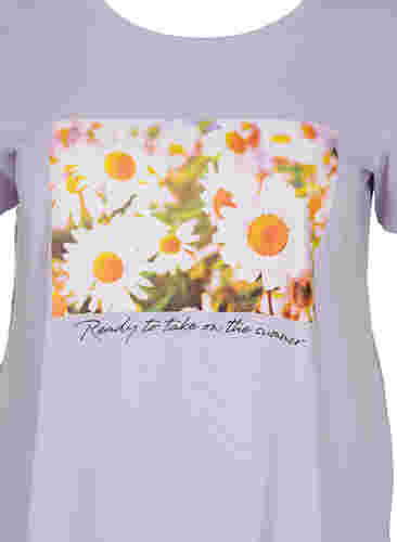 T-skjorte i bomull med A-form og trykk, Thistle Fl. Picture, Packshot image number 2