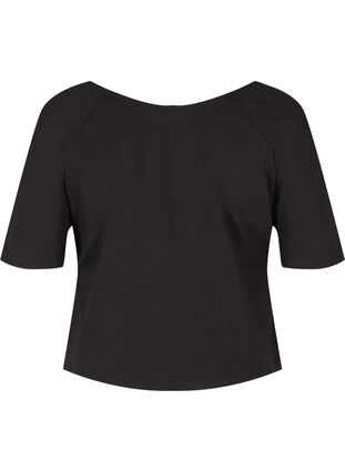 T-skjort ei bomull med 2/4-ermer, Black, Packshot image number 1