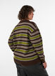 Strikkebluse med striper og poloskjorte krage, Brun, Model image number 2