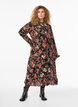 Midikjole med blomstertrykk og avtakbart knytebelte, Svart, Model image number 0