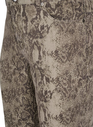 Zizzi Høymidjede Gemma-jeans med slangeprint, Light Snake AOP, Packshot image number 2
