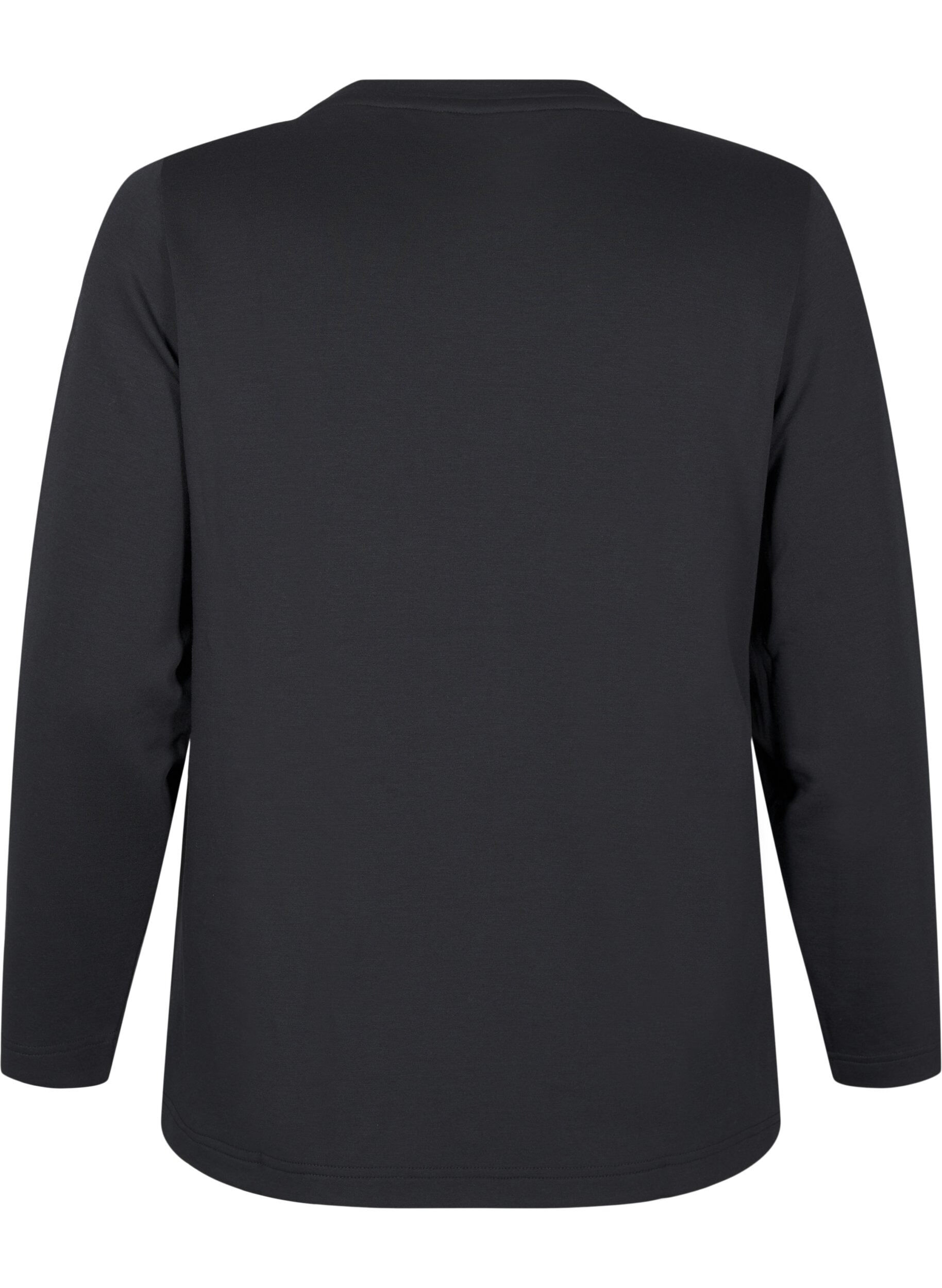 Zizzi Modalblanding bluse med rund hals, Svart, Packshot image number 1