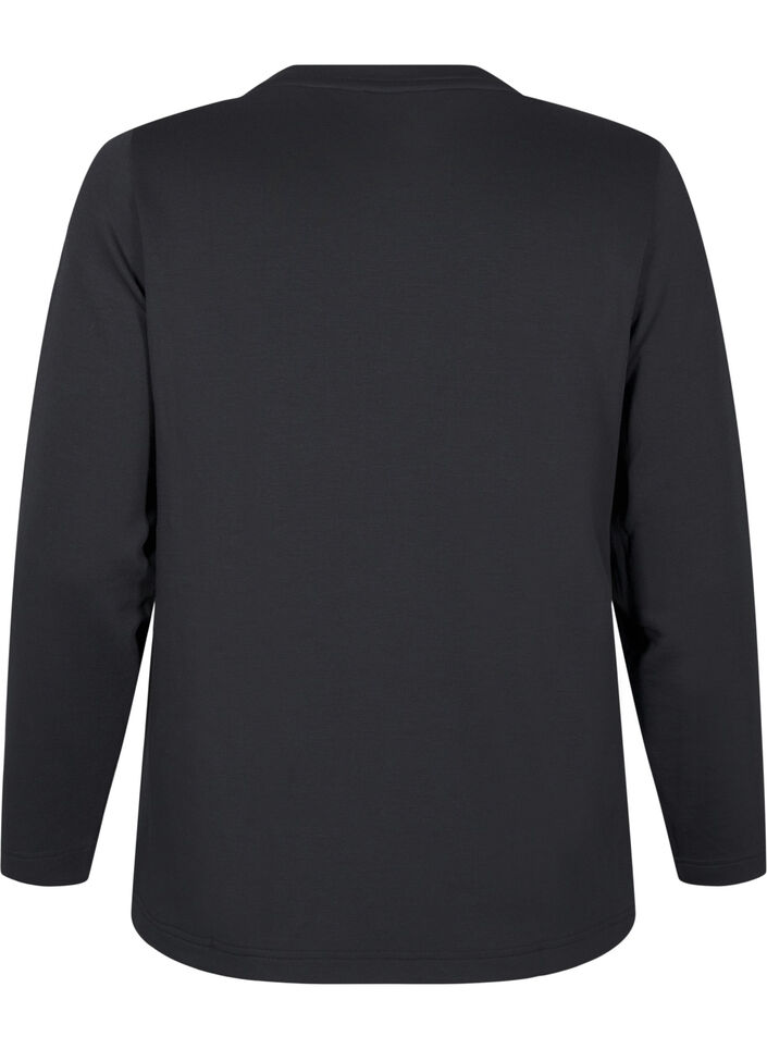 Modalblanding bluse med rund hals, Svart, Packshot image number 1