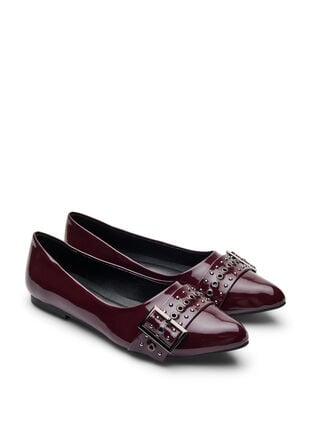 Zizzi Wide fit - Ballerina med stropp og studs, Decadent Chocolate, Packshot image number 1