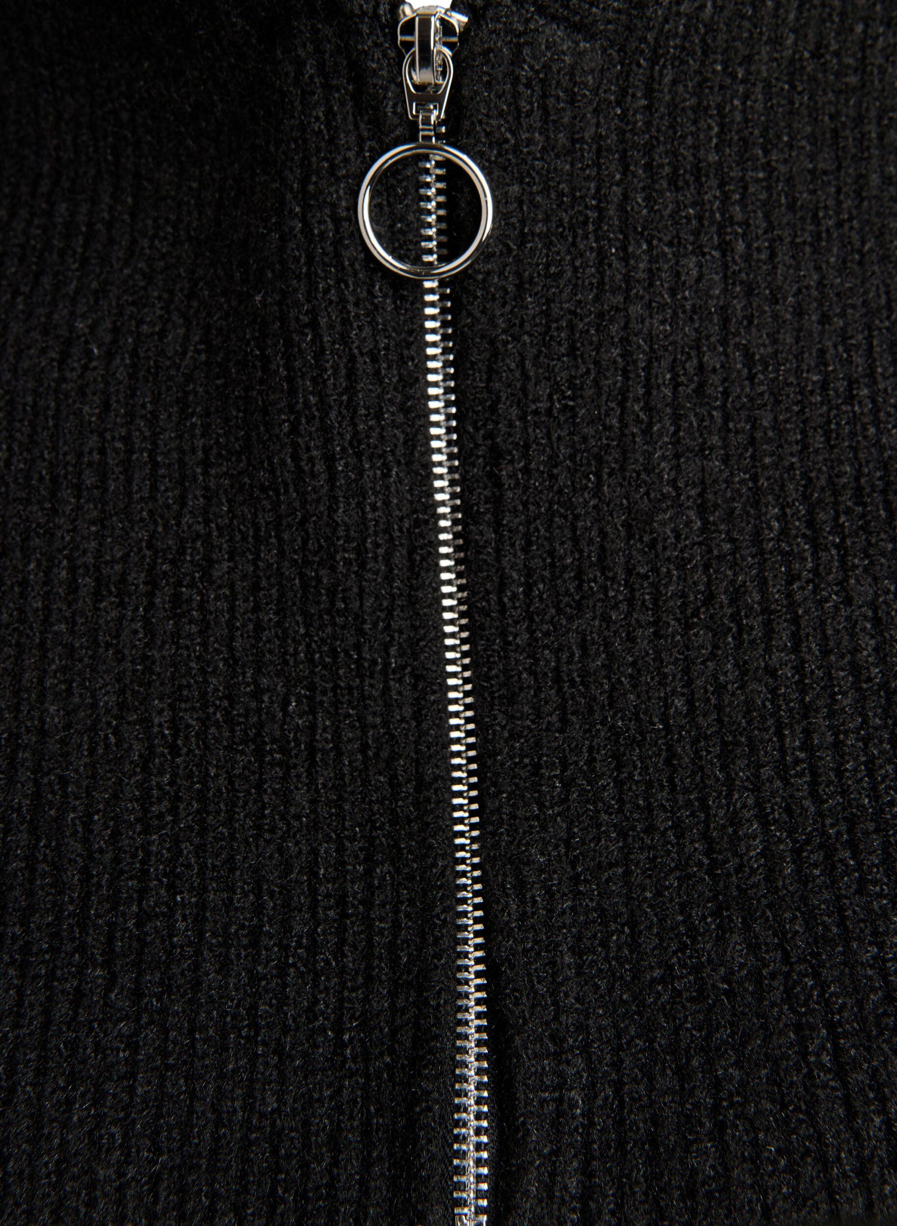 Zizzi Ribbestrikket finlandshette med glidel&aring;s, Svart, Packshot image number 2