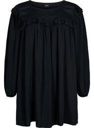 Tunika i viskose med volanger, Black