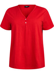 FLASH - T-skjorte med knappdetalj, Flame Scarlet
