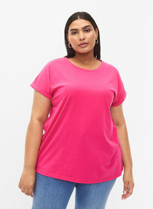 Kortermet T-skjorte i bomullsblanding, Raspberry Sorbet, Model image number 0