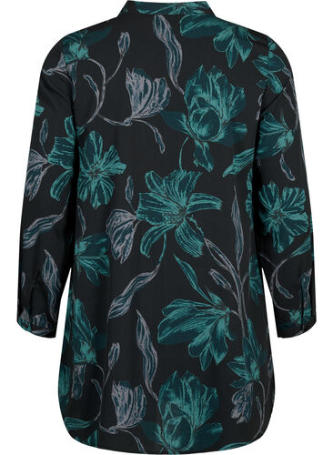 FLASH - Blomstret tunika med lange ermer, Black Scarab Flower, Packshot image number 1