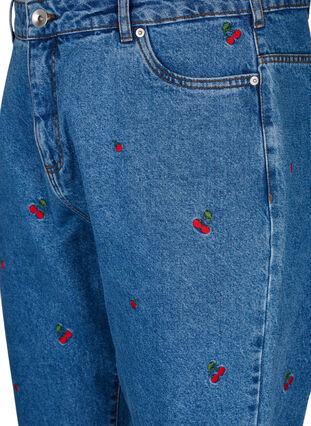 Mille mom-fit jeans med broderi, Light Blue Cherry, Packshot image number 2