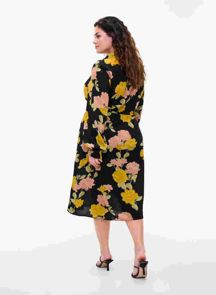 Blomstrete kjole i viskose med knyting, Scarab Flower, Model image number 1