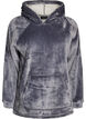 Velour-hettegenser med kengurulomme, Gr&aring;, Packshot image number 0