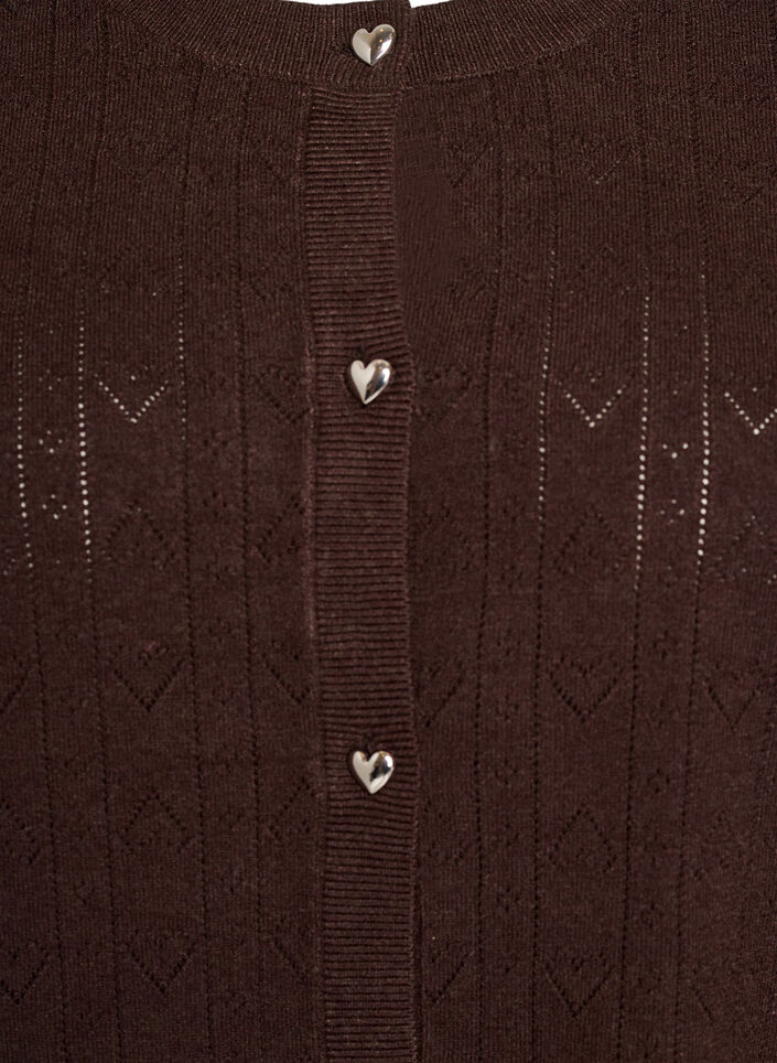 Strikket cardigan med hjerte hullbroderi, Brun, Packshot image number 2