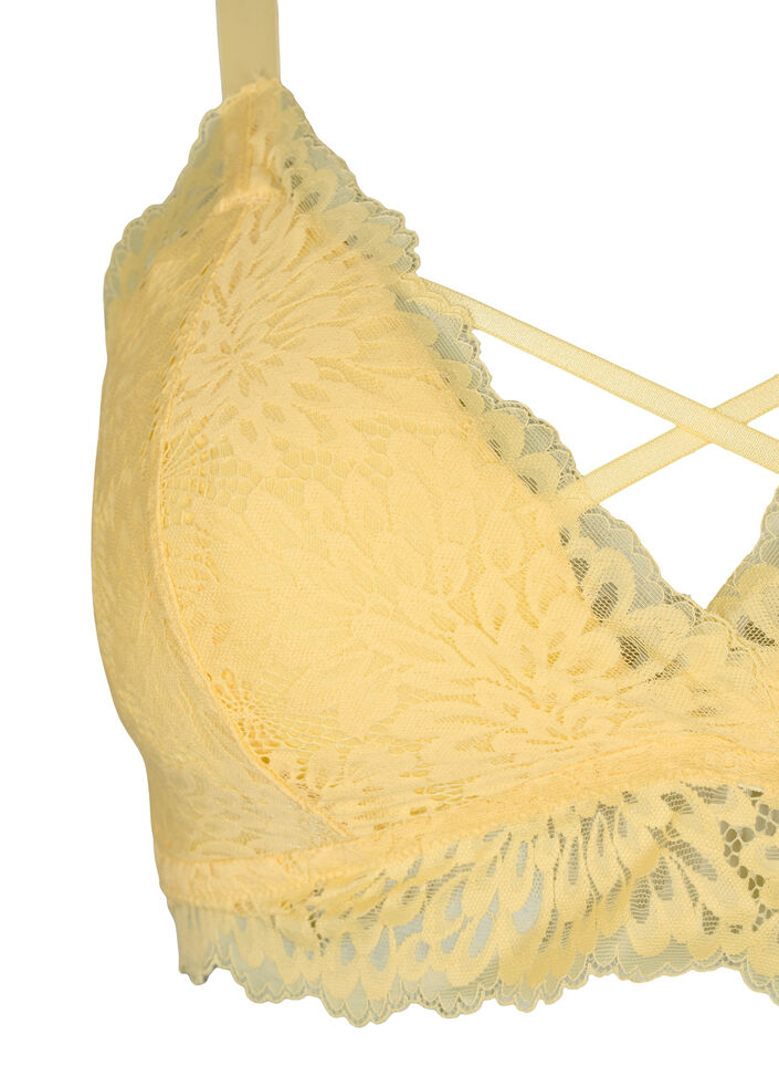 Bralette med stringdetaljer og myk vattering, Pale Banana ASS, Packshot image number 2