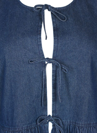 Zizzi Peplumbluse i denim med snøring, Blå, Packshot image number 2
