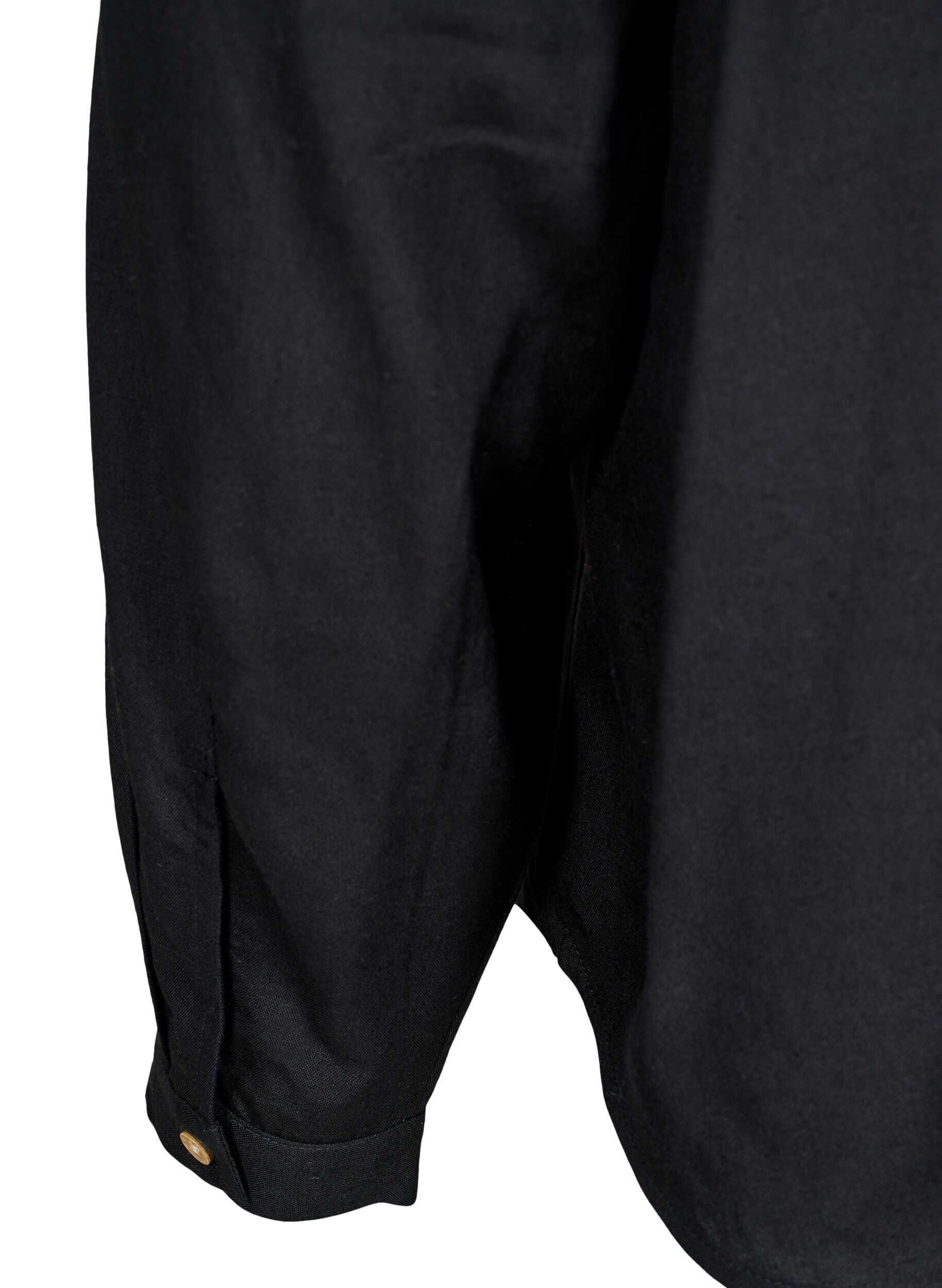 Zizzi Langermet skjorte i lin og viskose, Svart, Packshot image number 3