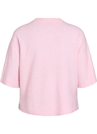 Zizzi Løs strikket bluse med korte ermer, Rosa, Packshot image number 1