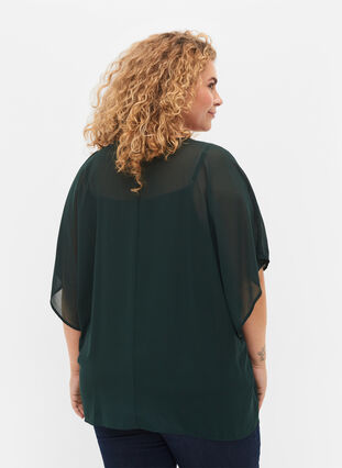Mønstrete bluse med knyting og korte ermer, Scarab, Model image number 1