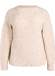Strikket genser med raglanermer, Beige