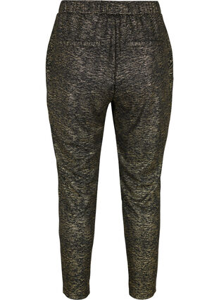 Zizzi Maddison bukse med gullfarge og lommer, Black w. Gold, Packshot image number 1
