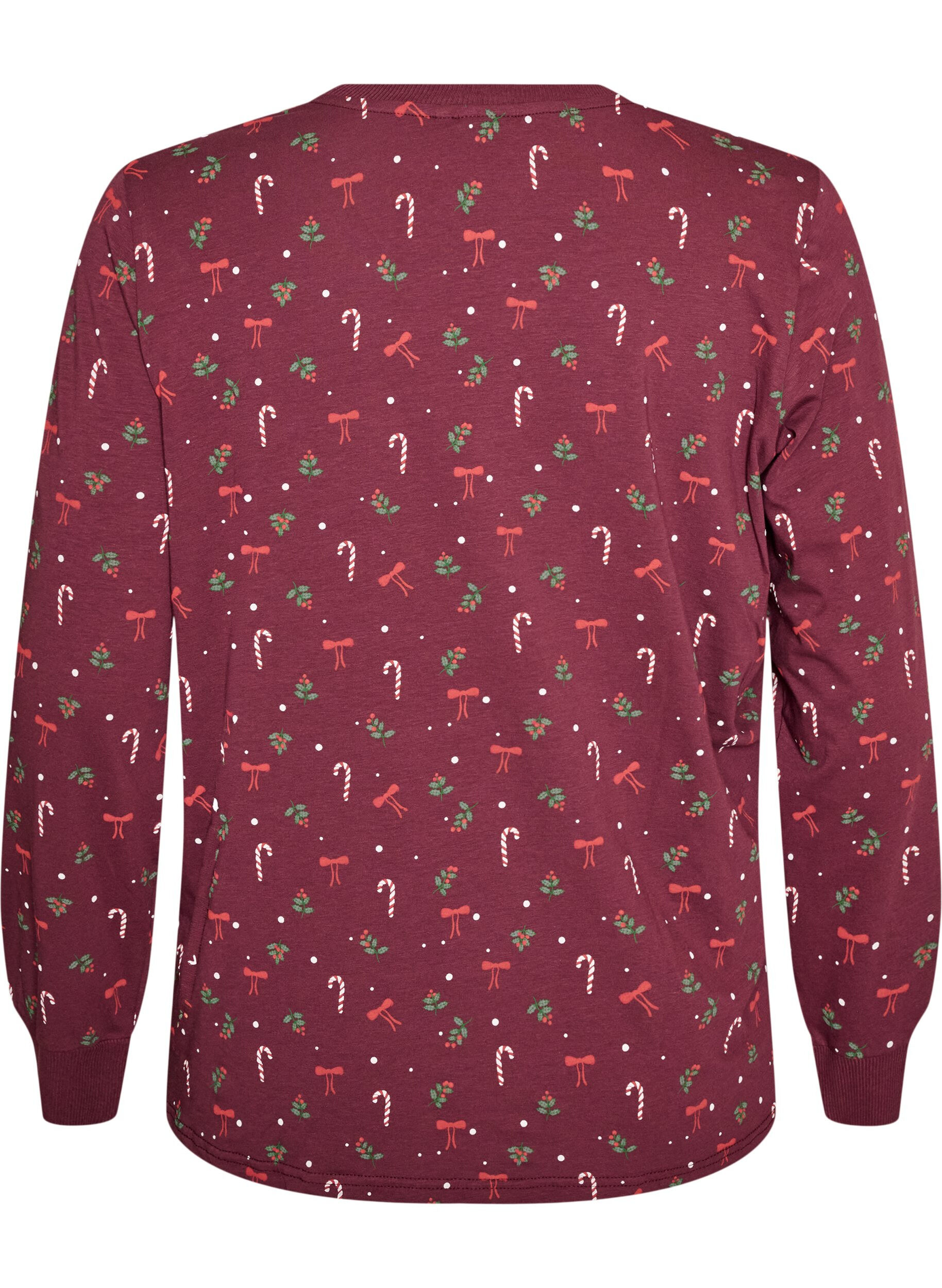 ZizziNattbluse med et trykk, M&oslash;rk Bordeaux, Packshot image number 1