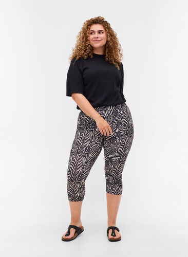 3/4-leggings med mønster, Black Zebra AOP, Model image number 0
