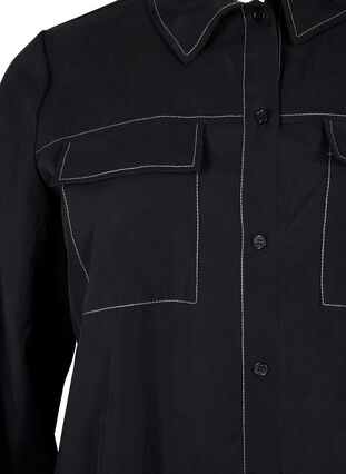 Skjorte med kontrastsømmer, Black, Packshot image number 2