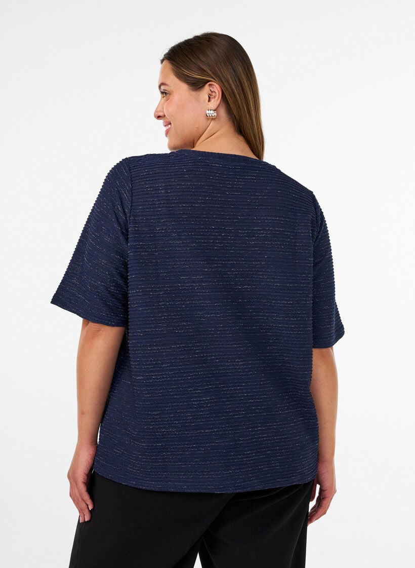 Bluse med tekstur og glitter, Bl&aring;, Model image number 2