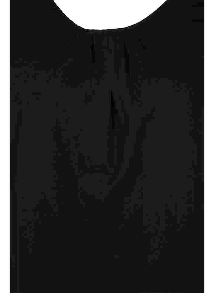 Bomullskjole med rund hals og korte ermer, Black, Packshot image number 2