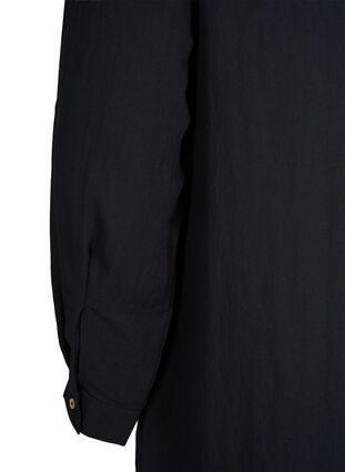 Lang ensfarget skjorte i viskose, Black, Packshot image number 3