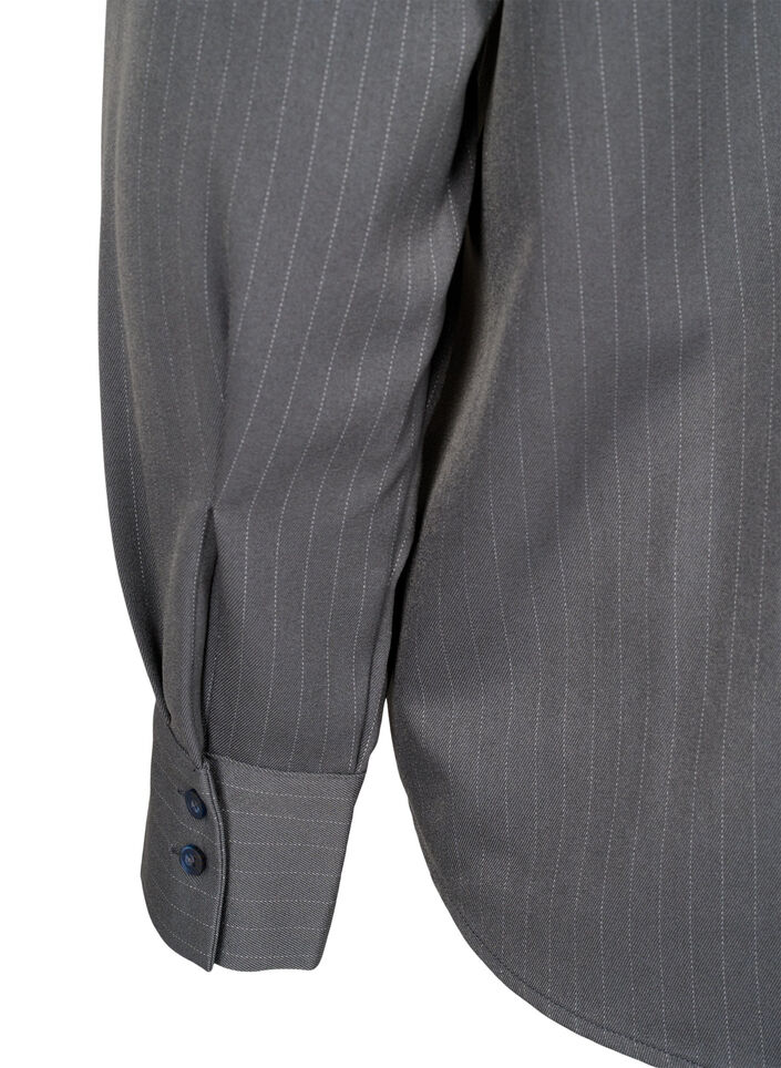 Skjorte med nålestriper, krage og brystlommer, Dark Shadow Pin St., Packshot image number 4