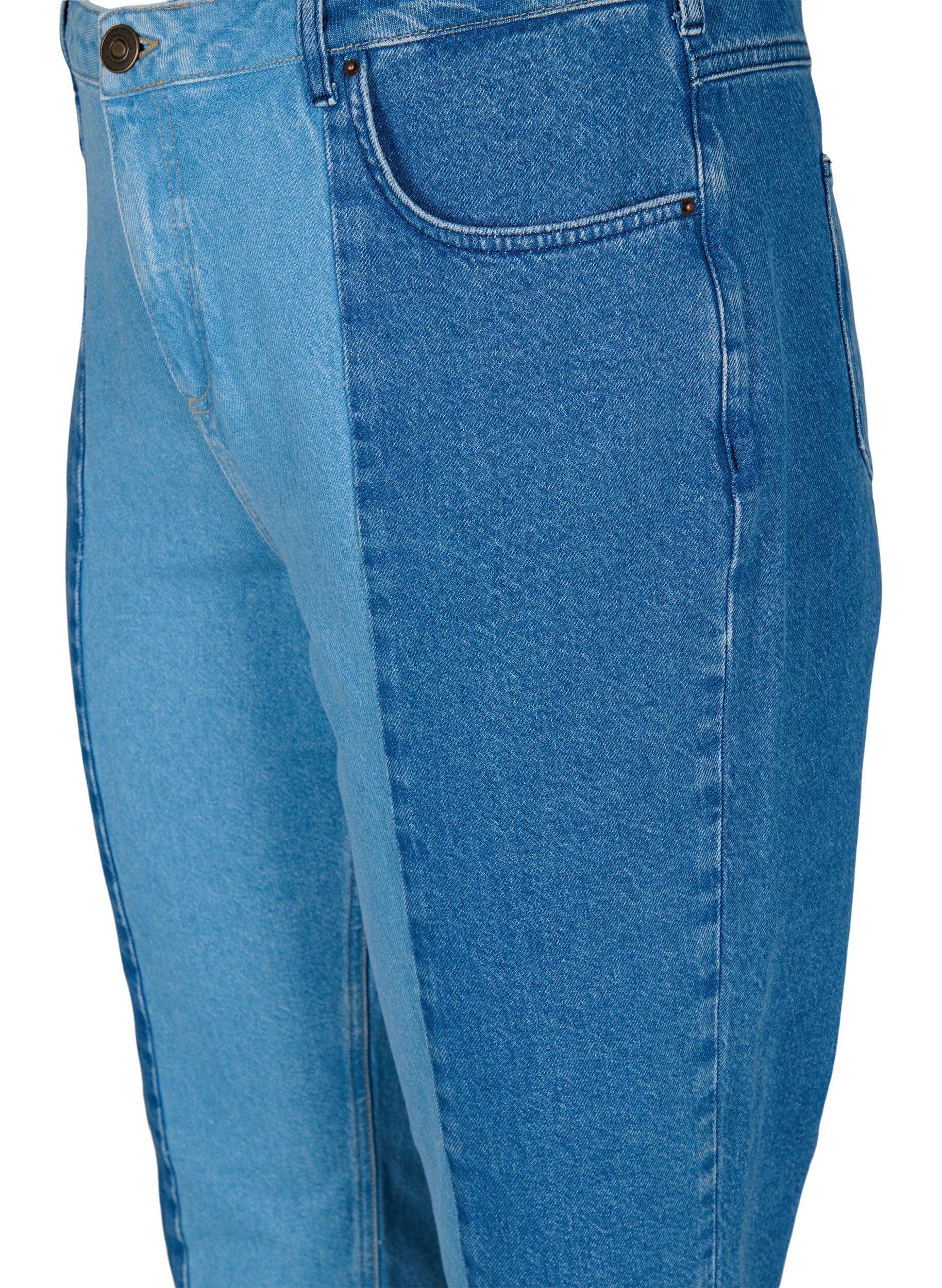 Zizzi Cropped Vera jeans med colorblock, Blue denim, Packshot image number 2