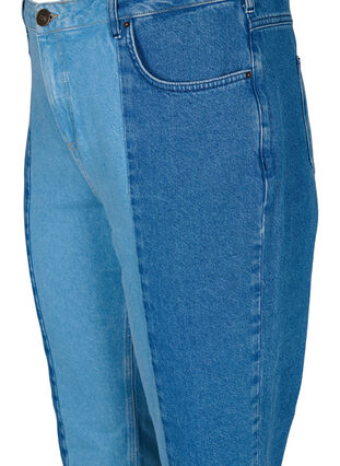 Zizzi Cropped Vera jeans med colorblock, Blue denim, Packshot image number 2