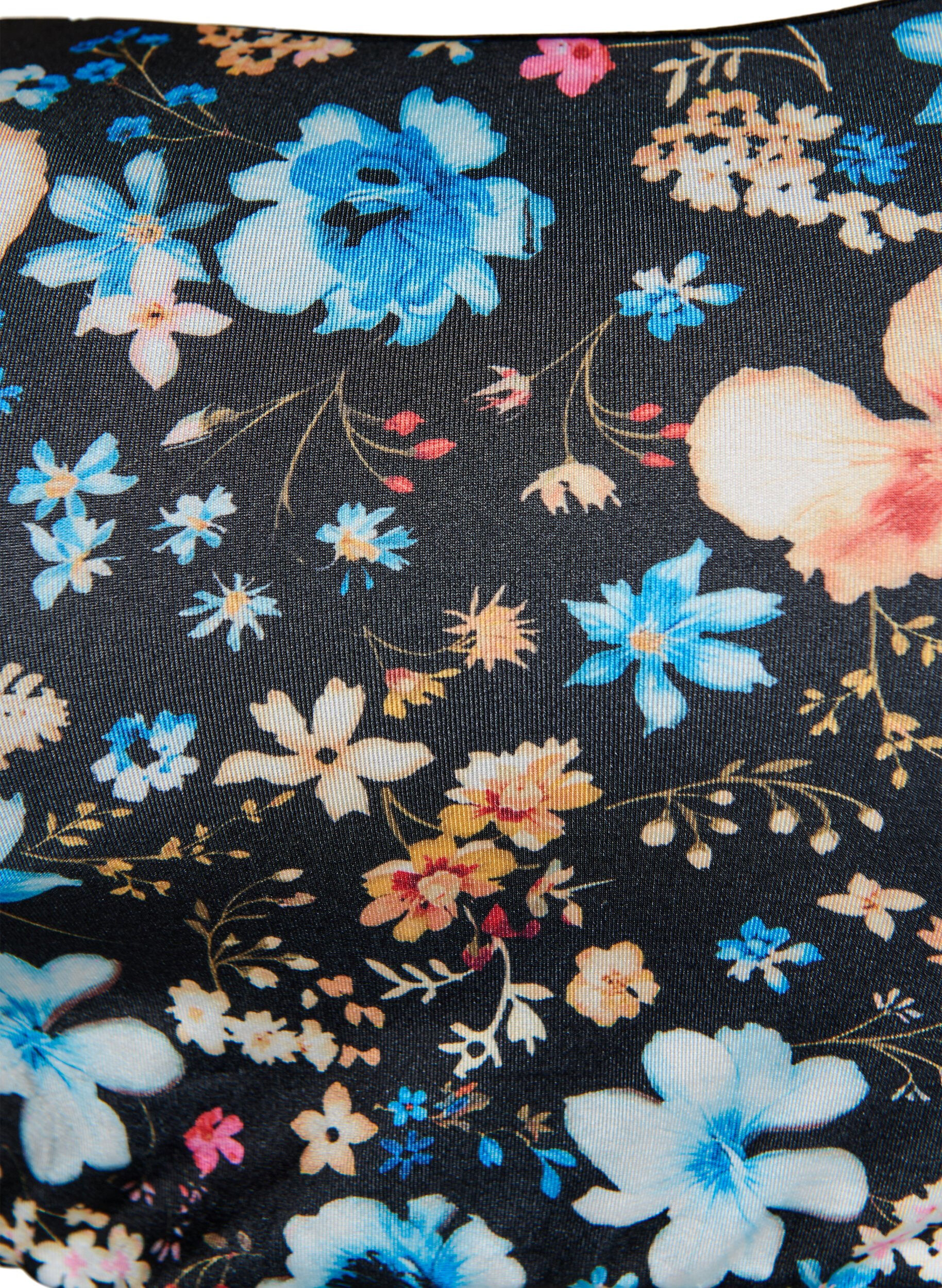 Zizzi Blomstret bandeau bikinitopp, Bl&aring;, Packshot image number 2