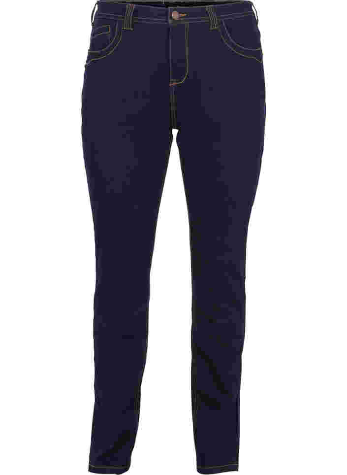 Slim fit Vilma jeans med høyt liv, Dk blue rinse, Packshot image number 0