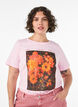Bomulls T-skjorte med trykk foran, Rosa, Model image number 0