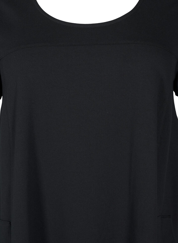 Jerseykjole med korte ermer og lommer, Svart, Packshot image number 2