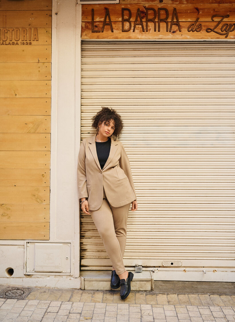 Enkel blazer med knappelukking, Beige, Image image number 0