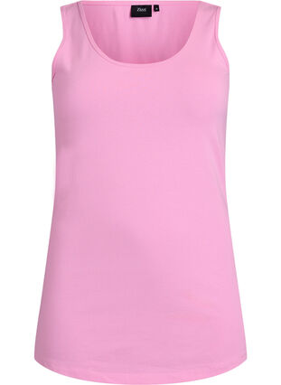 Zizzi Ensfarget basic topp i bomull, Rosa, Packshot image number 0