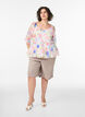 Bluse i lyocell med blomstertrykk og sweetheart-utringning, Hvit, Model image number 1