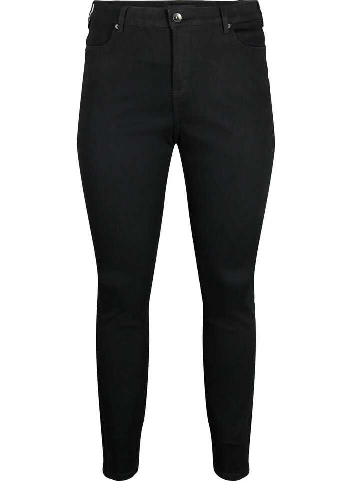 Amy jeans med høy midje og supersmal passform, Svart, Packshot image number 0
