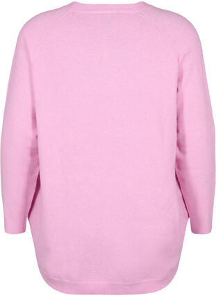Melert strikkegenser med knappedetaljer, Lilac Sachet Mel., Packshot image number 1