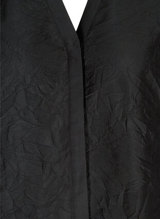 Strukturert skjortejakke med V-hals, Black, Packshot image number 2
