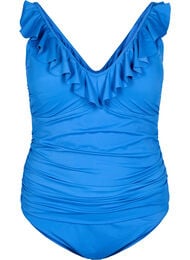 Badedrakt med volanger og avtagbar polstring, Blå