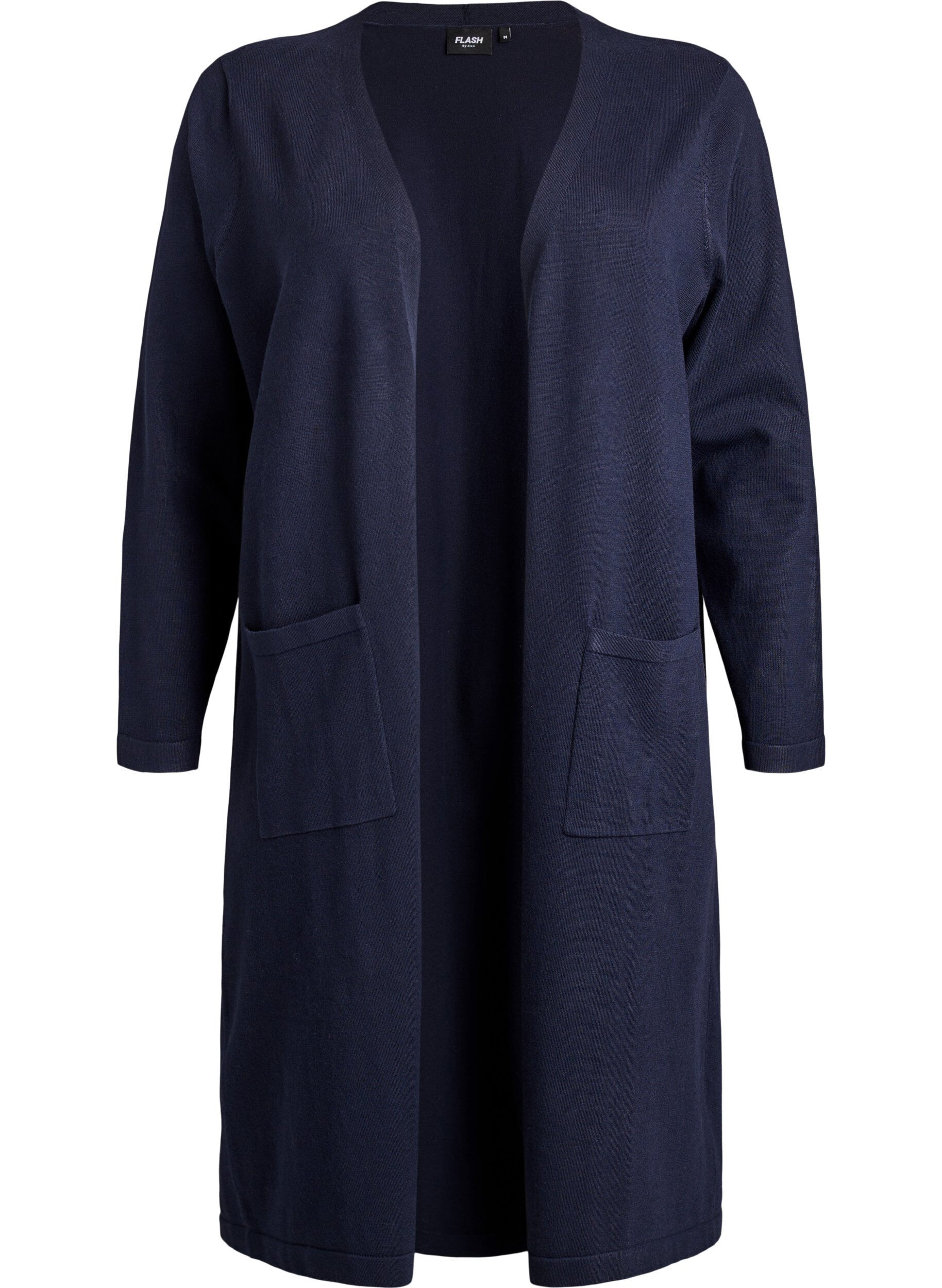 ZizziLang, &aring;pen cardigan med lommer, Bl&aring;, Packshot image number 0